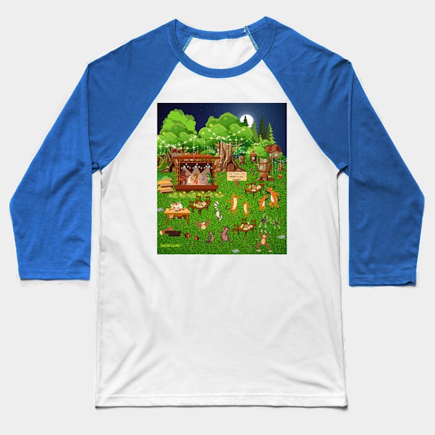 Party in the forest Baseball T-Shirt by Lady Su